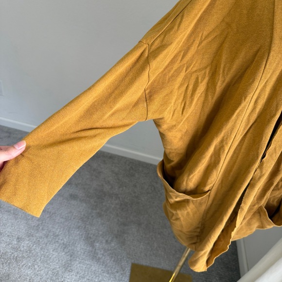 Pact Brooklyn Chai Yellow Organic Cotton Open Front Cardigan Sweater Medium Cozy - Picture 5 of 9
